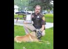 Stillwater County Sheriff’s Deputy Randy Smith and partner K-9 Jordy at a retirement ceremony last Friday.